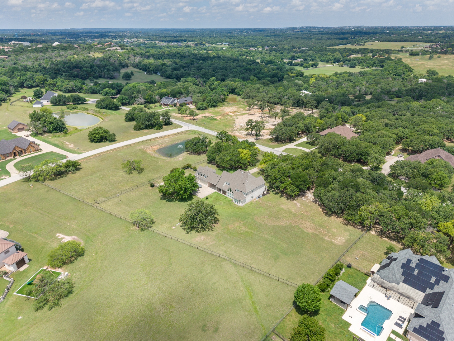 Sweeping aerial of the property